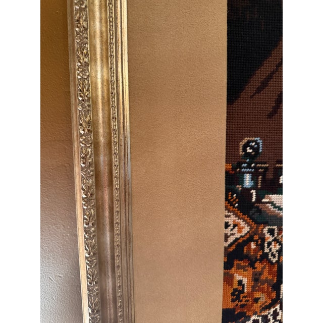 Vintage Needlepoint After Gerard Ter Borch's "Woman Writing a Letter" — Gallery Framed, Dutch Golden Age For Sale - Image 9 of 16