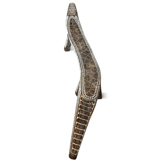 2020s Wood Carved Long Crocodile Log Bench For Sale - Image 5 of 6