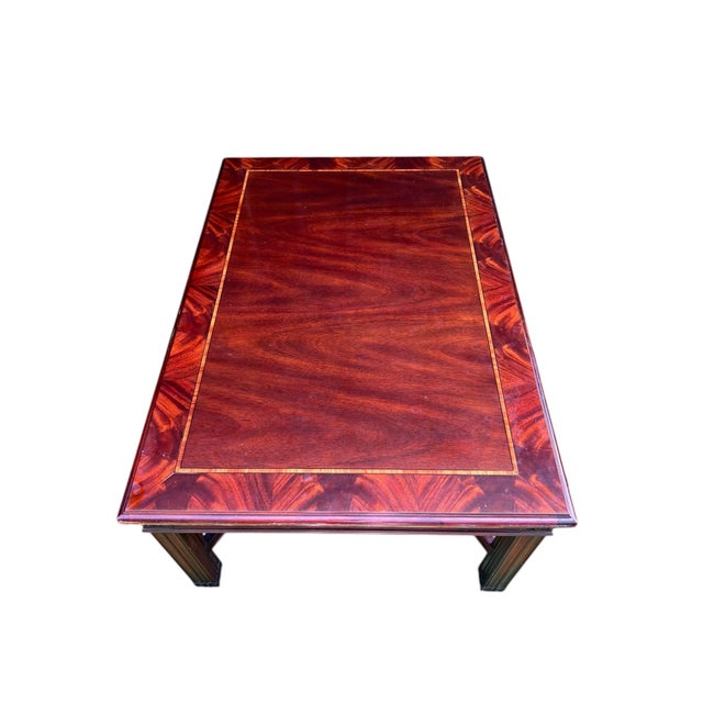 Henkel Harris Vintage Henkel Harris Coffee Table in Satinwood or Tulipwood and Banded Flame Mahogany For Sale - Image 4 of 12