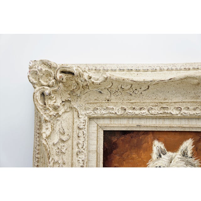 Mid 20th Century Westie West Highland Terrier Dog Portrait Oil Painting For Sale - Image 5 of 11