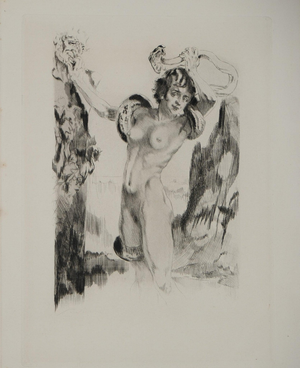 Alméry Lobel-Riche, Nu au serpent, Etching