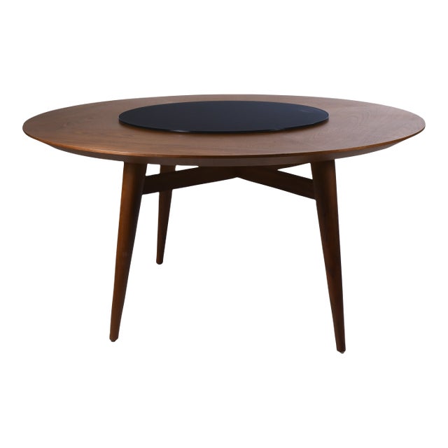 1990s Mid Century Modern Round Dining Table For Sale