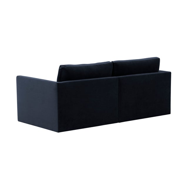 Willow Navy Modular Performance Velvet Loveseat For Sale - Image 4 of 6