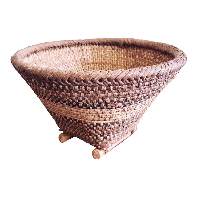 Vintage Mossi Handwoven Natural Grass African Basket For Sale