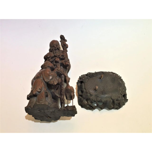 Chinese 19 Century Qing Dynasty Carving of Immortal For Sale In West Palm - Image 6 of 13