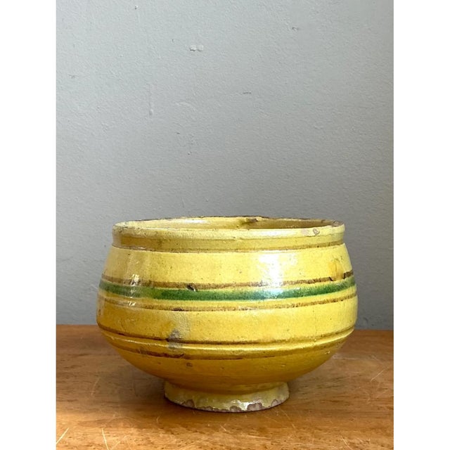 Mid 20th Century Vintage Striped Earthenware Decorative Bowl For Sale - Image 5 of 12
