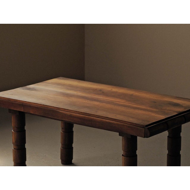 1940s Modernist Oak and Walnut Table, France, 1940s For Sale - Image 5 of 16