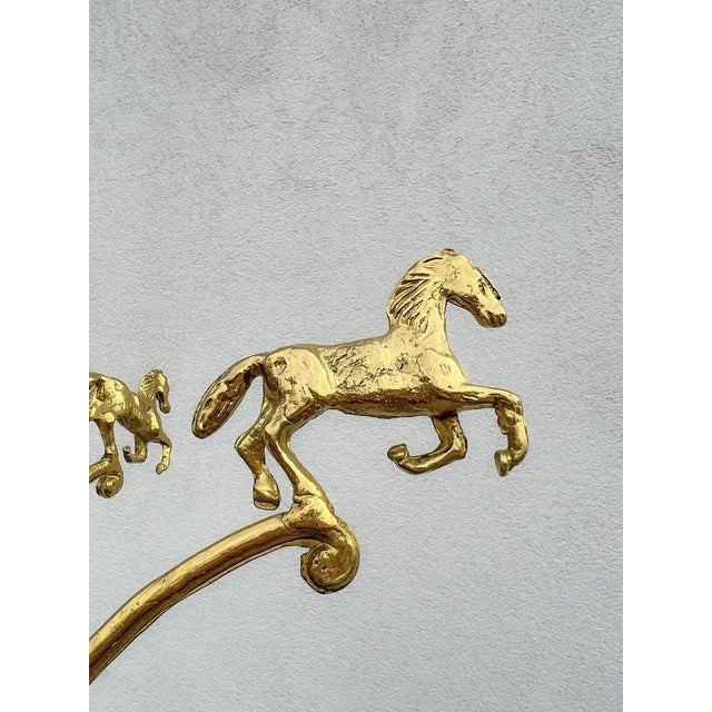 Metal Victorian Style Brass Free Standing Coat Rack with Horses Decoration, 1960s For Sale - Image 7 of 12