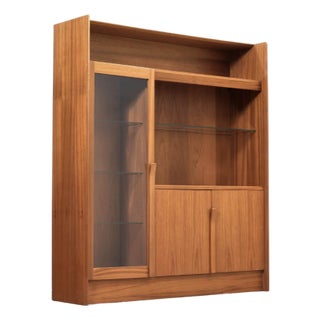 Mid Century Danish China Cabinet Bookcase For Sale