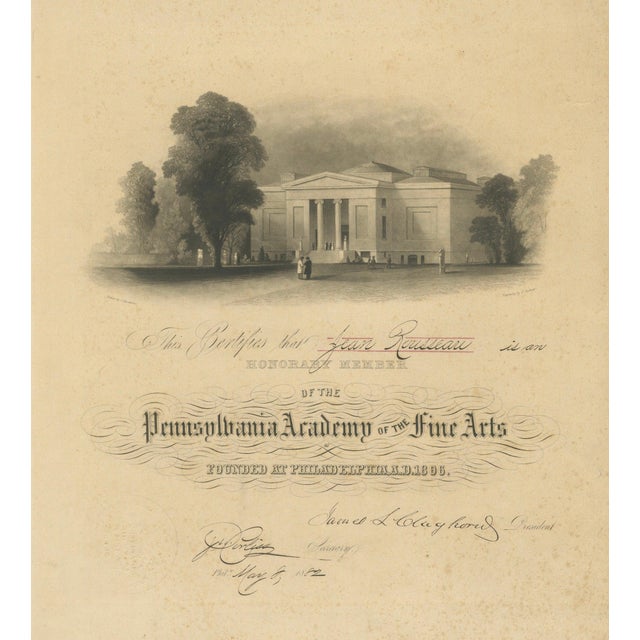 Pennsylvania Academy of the Fine Arts Honorary Membership Certificate, 1882 For Sale - Image 10 of 10