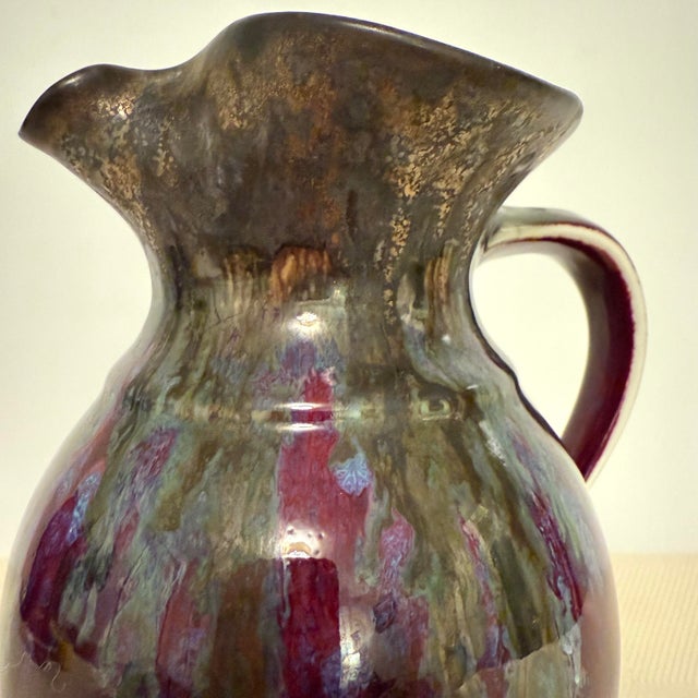 Late 20th Century Edgecombe Potters Deep Magenta Molten Drip Glaze Stoneware Pitcher For Sale In Raleigh - Image 6 of 9