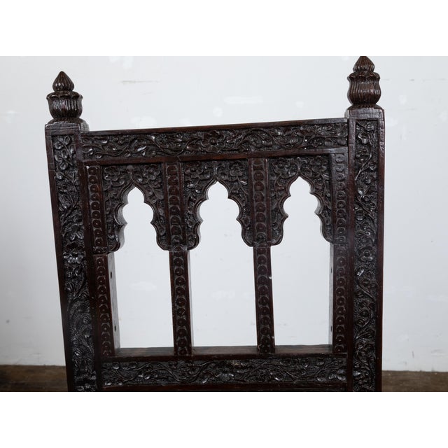 Anglo Indian Hand Carved Side Chair with Richly Carved Floral Motifs, circa 1900 For Sale - Image 4 of 12