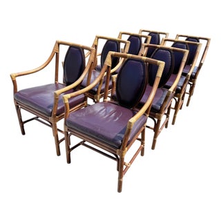 Vintage Rattan Armchairs - Medallion Back - Set of 8 For Sale