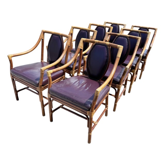 Vintage Rattan Armchairs - Medallion Back - Set of 8 For Sale