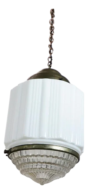 1930s Art Deco Milk Glass Pendant Light #1