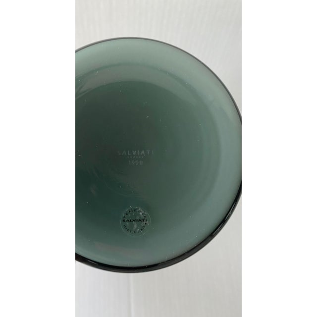 Gray Vintage Salviati Murano Glass Vase, Green-Gray, Luminescent, Italian Murano, 20th Century, Rare Collectible For Sale - Image 8 of 10