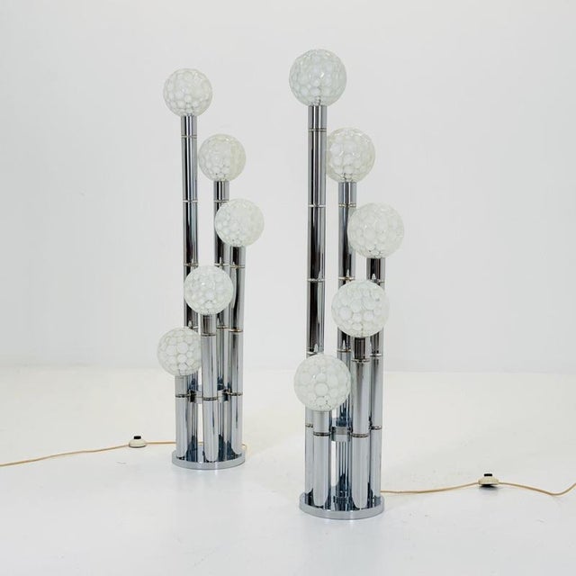 Vintage Chrome Floor Lamp with Glass Globes, 1970s For Sale - Image 3 of 18