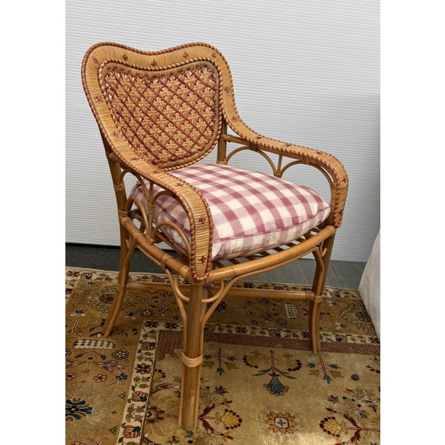 Contemporary GreenRow Clara Wicker Chair + Plaid Cushion For Sale - Image 3 of 12