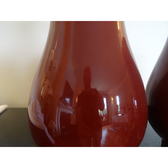 Vintage Oxblood Vases a Pair For Sale - Image 4 of 5