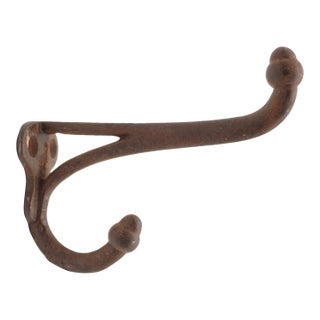 Vintage Cast Iron Double Arm Acorn Wall Hook For Sale