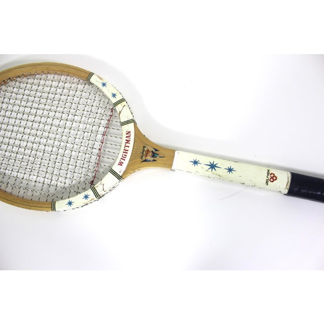 1950s Vintage Wooden Tennis Racket With Atomic Stars for Designer Decorating Wood Racquet Beach House For Sale - Image 5 of 7