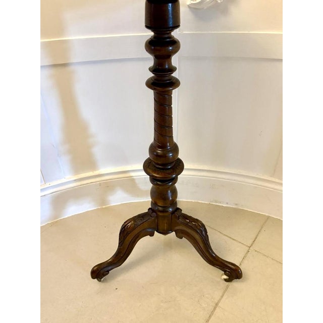 Wood Antique Victorian Carved Burr Walnut Circular Lamp Table, 1860 For Sale - Image 7 of 8