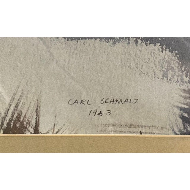 Paper Vintage Carl Schmalz Jr Maine Boat Harbor Modernist Painting - Bowdoin & Amherst For Sale - Image 7 of 12