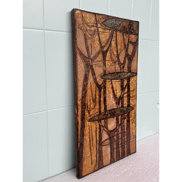 Brown Futurist Artwork on Terracotta Tile by Riccardo Gatti, 1960s For Sale - Image 8 of 16