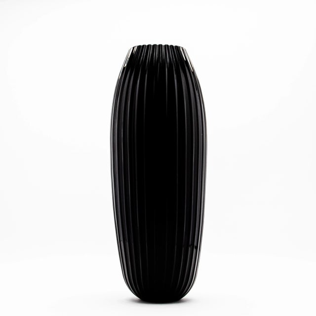 Modern Hand-Blown Murano Tall Modern Vase in Onyx Black For Sale - Image 3 of 7