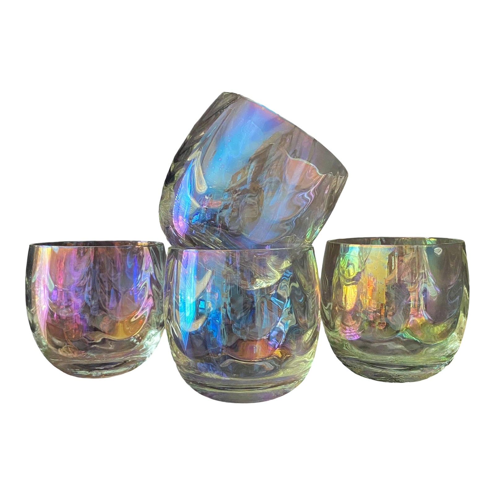 1960s Mid Century Draping Iridescent Glasses Roly Poly - Set of 4 ...