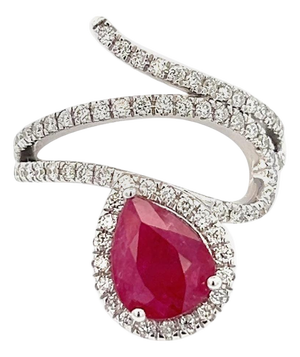Natural Ruby Diamond Ring 6.5 14k W Gold 2.32 TCW Certified
