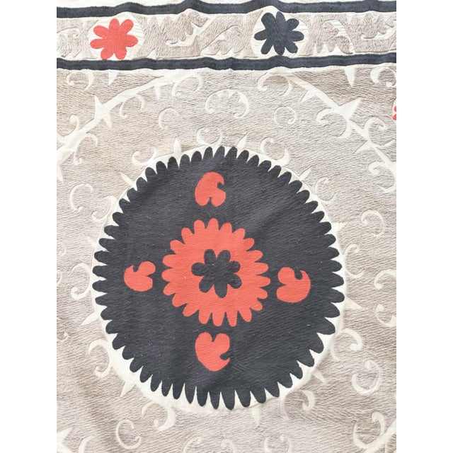 Hand-Embroidered Suzani from Uzbek, circa 1960s. Dimension; 52'' x 56'' inches / 132 x 142 cm / 4'4'' x 4'8'' Material:...