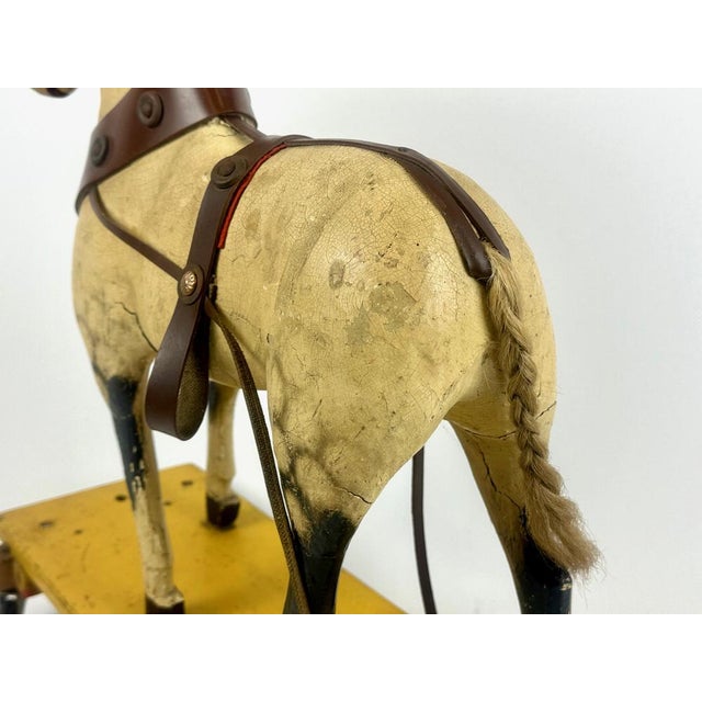 Carved Wooden Hand-Painted Horse on Wheels, 1900s For Sale - Image 11 of 18