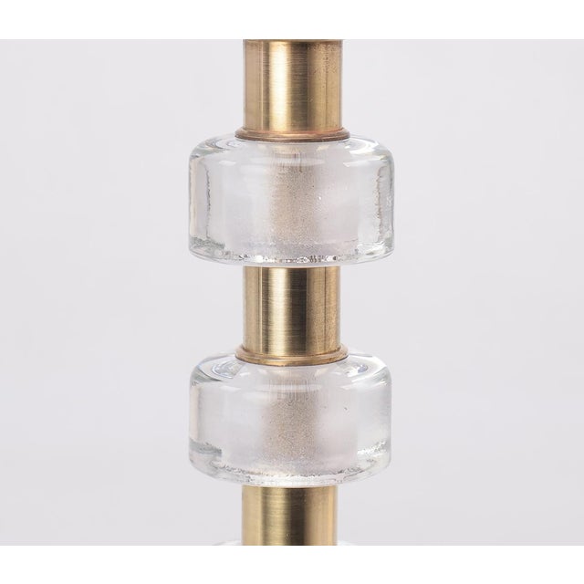 Gold Crystal and Brass Table Lamp by Orrefors for Vitrika, 1960s For Sale - Image 8 of 12