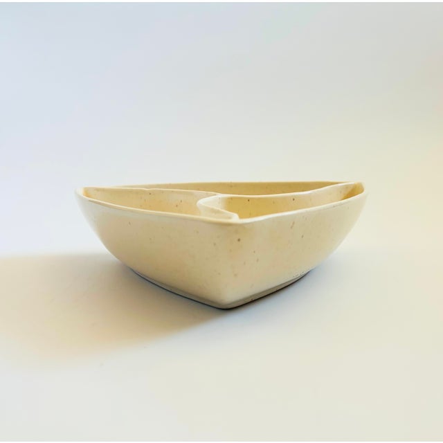 Mid Century Triangular Speckled White Divided Bowl For Sale - Image 4 of 9