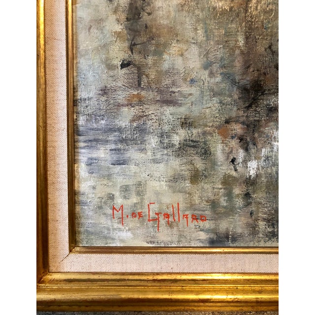 Michel De Gallard, French Expressionist School of Paris Oil Painting Women with Umbrellas Rainy Day, mid 20th C For Sale - Image 12 of 13