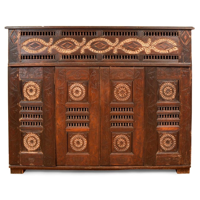 Wood Ornate Carved Wooden French Brittany Cabinet For Sale - Image 7 of 10