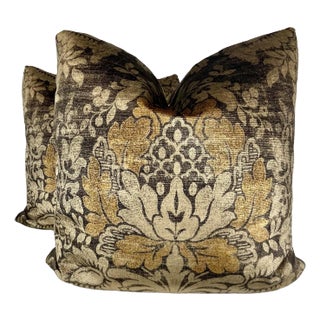 Lee Jofa "Alma Velvet"In Umber 22" Pillows-A Pair For Sale