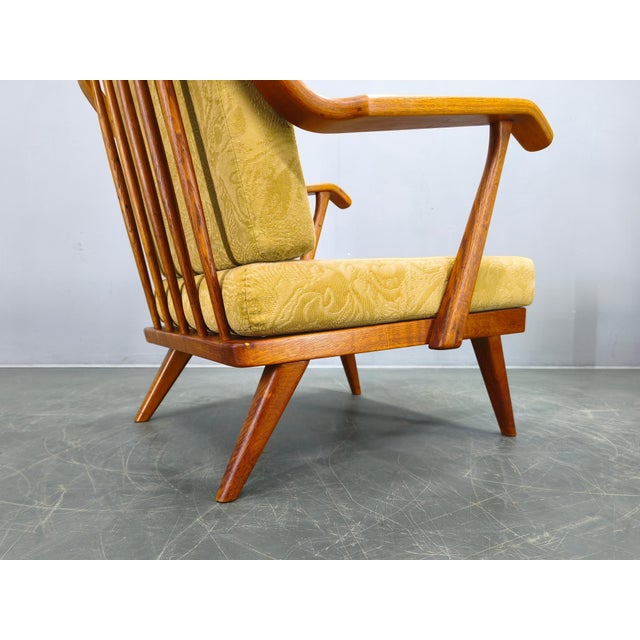 Vintage Prototype Oak Lounge Chair with Label, 1950s For Sale - Image 10 of 13