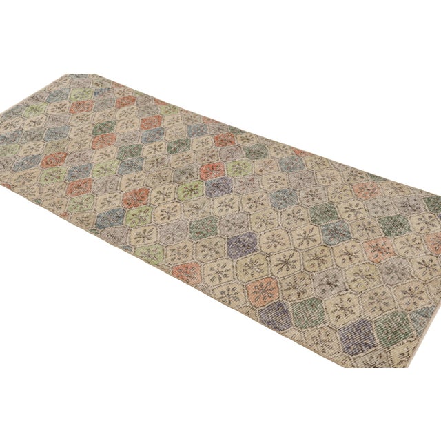 Rug & Kilim Vintage Zeki Müren Runner With Polychromatic Diamond Patterns, From Rug & Kilim For Sale - Image 4 of 8