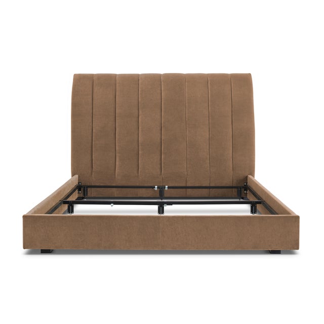 2020s Lancaster Modern Transitional Vertical Channel King Platform Bed For Sale - Image 5 of 6