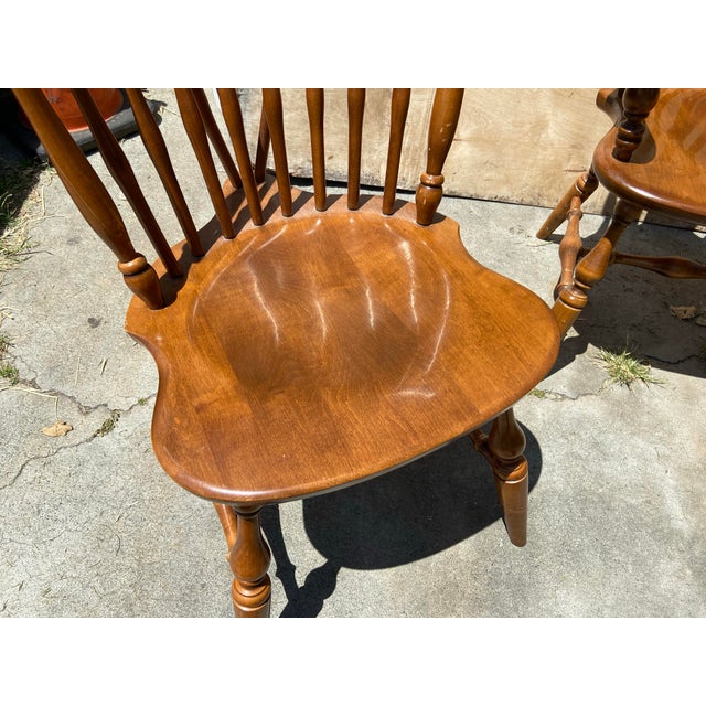 1960s 1960s Vintage Ethan Allen Windsor Fiddleback Dining Chairs- Set of 5 For Sale - Image 5 of 12