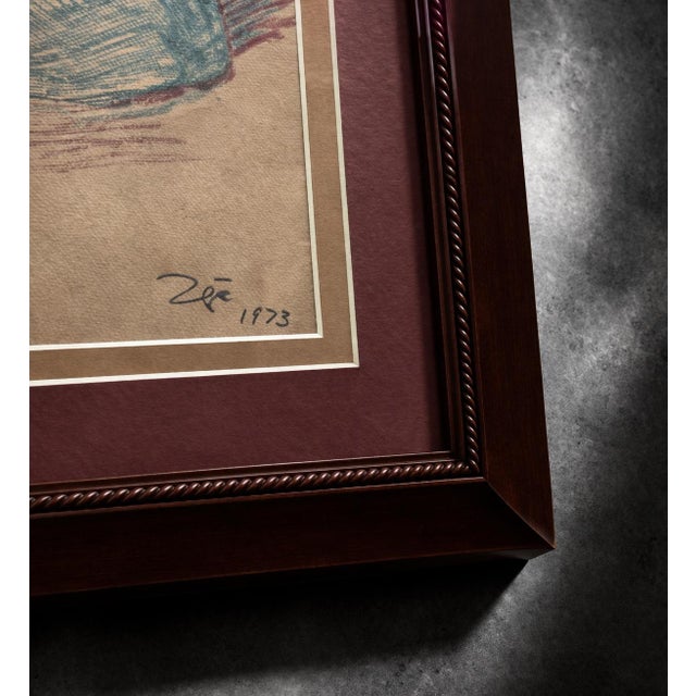 Title: After Francisco Zúñiga “Dos Juchitecas” Framed Figurative Art — DeVorzon Gallery 1973, Latin American Modernist Study For Sale - Image 4 of 8