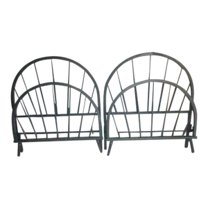Vintage Twin Headboard Footboard and Rails Dark Green New Paint From the 1940s - Set of 2