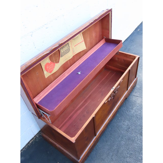 Roos Art Deco Waterfall Inlay Cedar Chest Blanket Trunk 6396 For Sale - Image 13 of 16