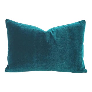 Cowtan and Tout - Rostang in Lagoon Pillow Cover - 13" X 20" Bright Teal Plush Velvet Cushion Case For Sale