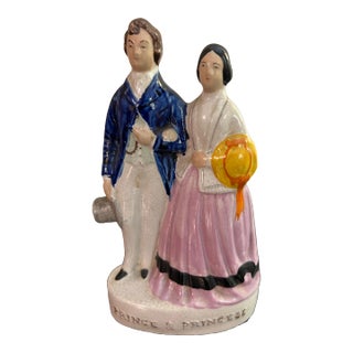 Antique English Staffordshire Prince and Princess Figure Circa 1860's For Sale