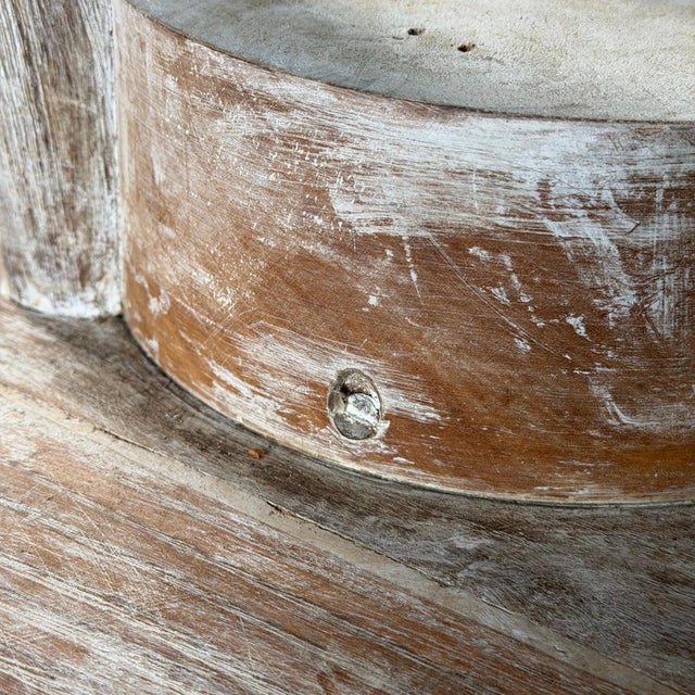 French Bleached Oak Side Table with Glass Top and Brass Detail, 1940s For Sale - Image 17 of 18