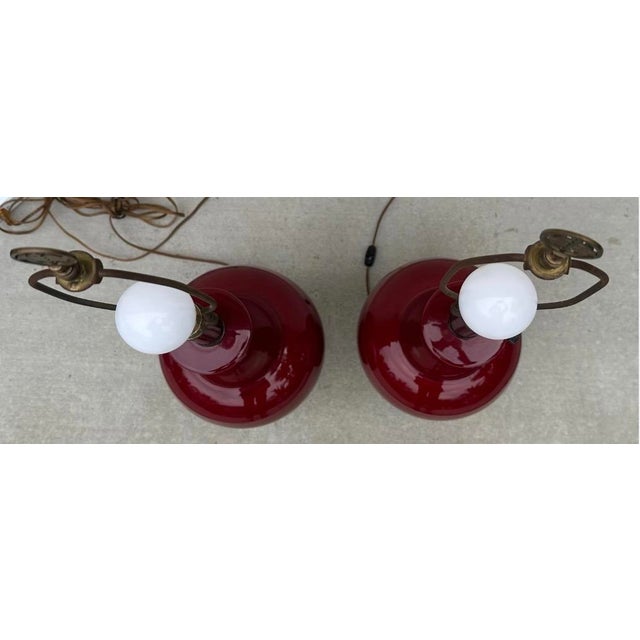 Pair of Vintage Chinese Oxblood Red Glazed Ceramic Table Lamps – 33.5" For Sale - Image 17 of 18