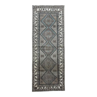 Vintage Hamadan Hand-Knotted Runner 3'5" X 10'1" For Sale